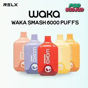 waka smash 6000 puffs พอตใช้แล้วทิ้ง กลิ่นหลากหลาย รสชาติเต็มคำ แบตอึด
