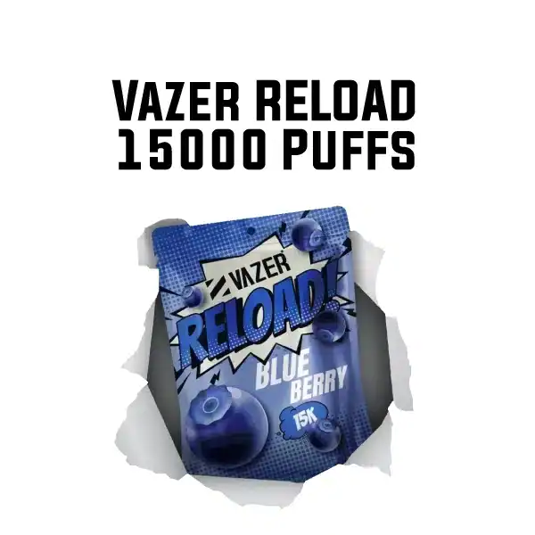 Vazer Reload 15K กลิ่นบลูเบอร์รี่ หอมละมุนฉ่ำ ๆ สัมผัสแน่นของเบอร์รี่สุก