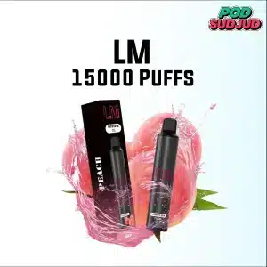 lm 15000 puffs กลิ่นพีชหวานหอมแบบลูกพีชแท้ รสนุ่มละมุน กลิ่นหอมติดปาก