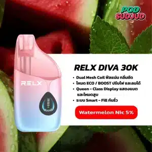 Relx Diva 30k กลิ่นแตงโม หวานใส เย็นสดชื่น